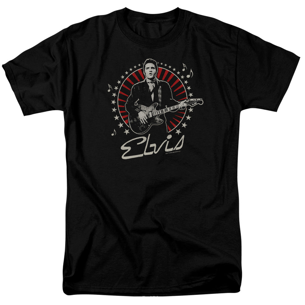 AN OFFCIALLY LICENSED ELVIS PRESLEY STARS MEN'S REGULAR FIT T-SHIRT BLACK