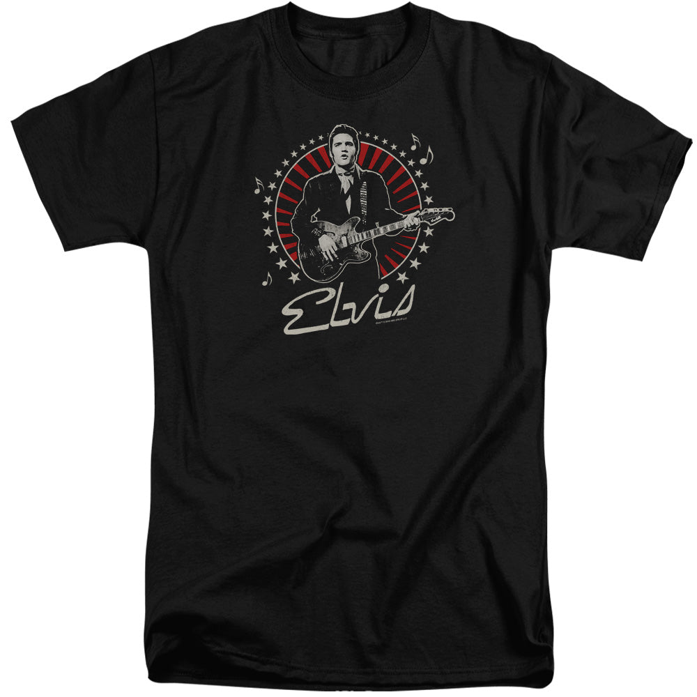 AN OFFCIALLY LICENSED ELVIS PRESLEY STARS MEN'S TALL FIT T-SHIRT BLACK