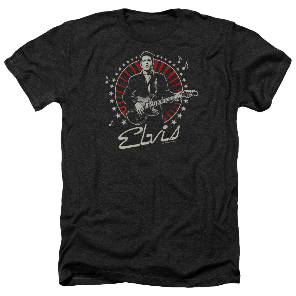 AN OFFCIALLY LICENSED ELVIS PRESLEY STARS MEN'S HEATHER T-SHIRT CHARCOAL