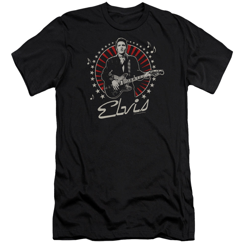 AN OFFCIALLY LICENSED ELVIS PRESLEY STARS MEN'S PREMIUM SLIM FIT T-SHIRT BLACK