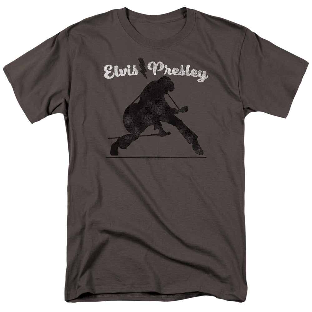 AN OFFCIALLY LICENSED ELVIS PRESLEY OVERPRINT MEN'S REGULAR FIT T-SHIRT CHARCOAL