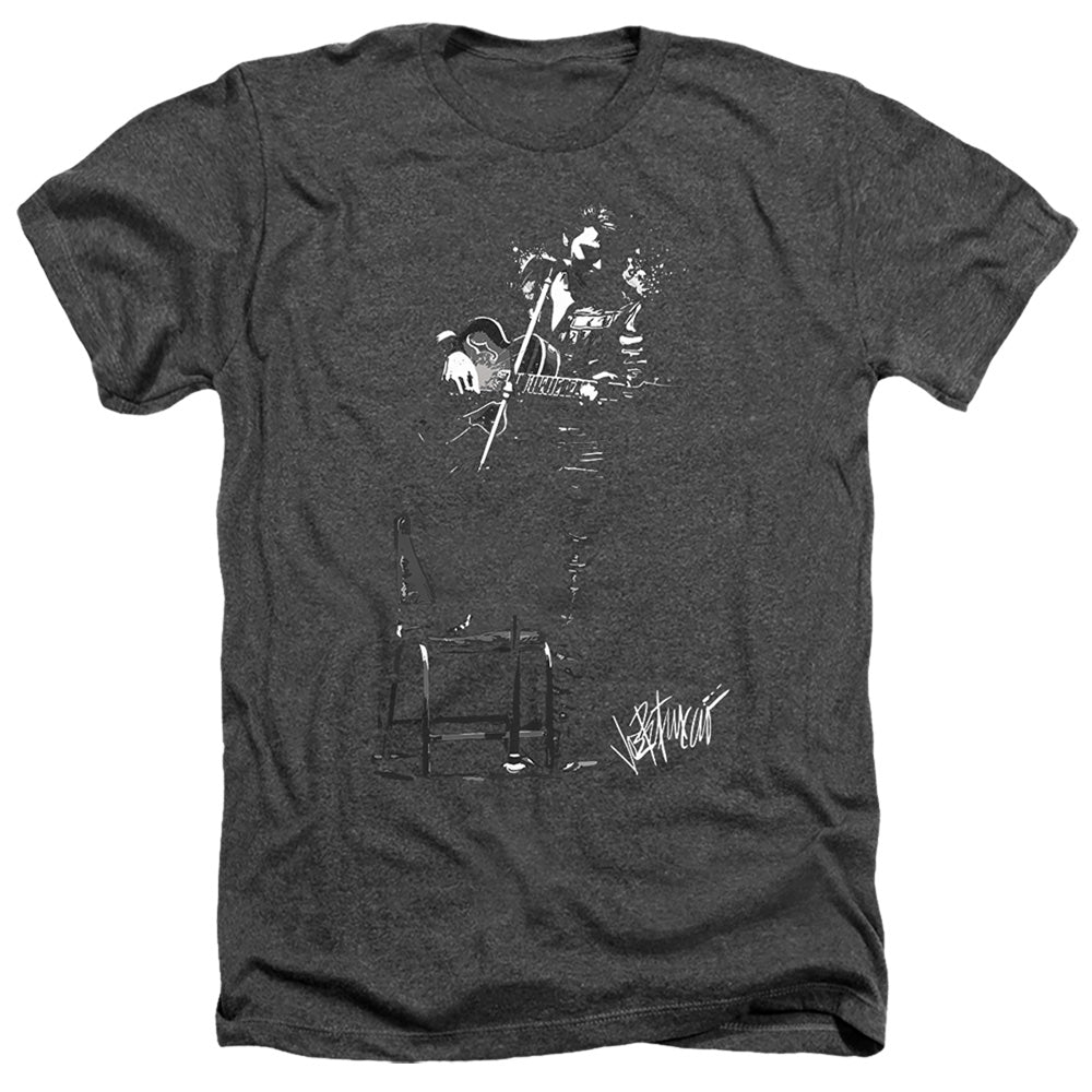 AN OFFCIALLY LICENSED ELVIS PRESLEY 68 STAND UP MEN'S HEATHER T-SHIRT CHARCOAL