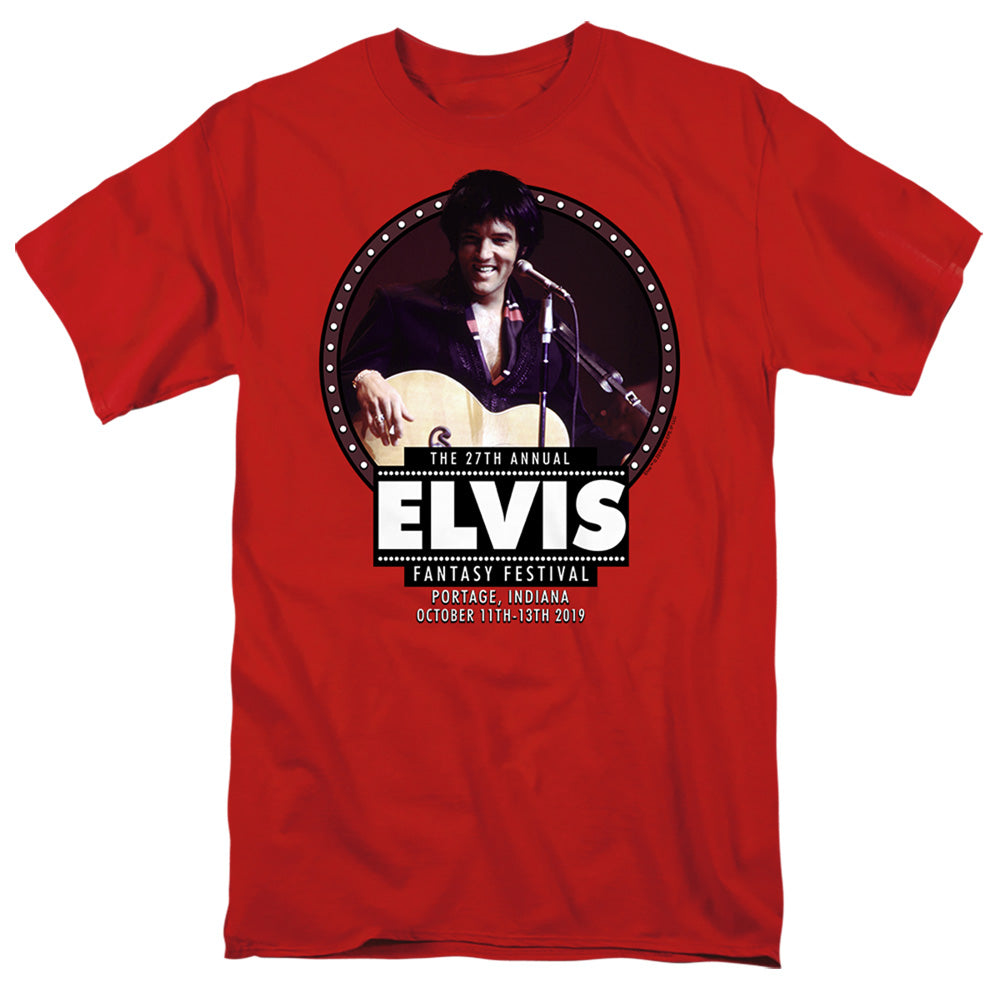 AN OFFCIALLY LICENSED ELVIS PRESLEY ELVIS FANTASY FEST 2019 MEN'S REGULAR FIT T-SHIRT RED
