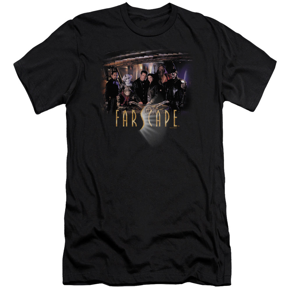 AN OFFCIALLY LICENSED FARSCAPE CAST MEN'S PREMIUM SLIM FIT T-SHIRT BLACK