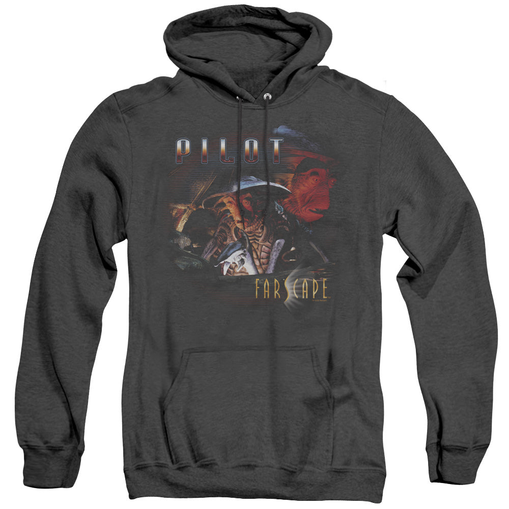 AN OFFCIALLY LICENSED FARSCAPE PILOT ADULT UNISEX HEATHER PULLOVER HOODIE BLACK