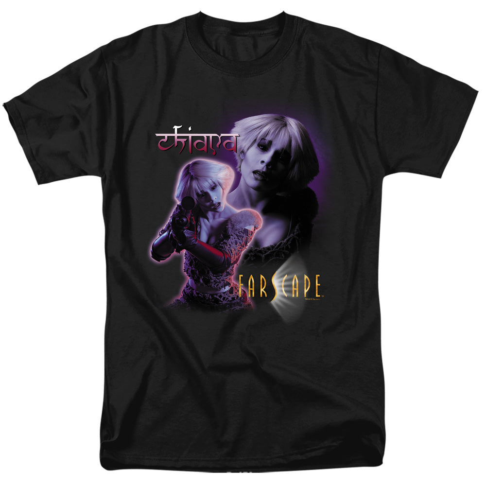 AN OFFCIALLY LICENSED FARSCAPE CHIANA MEN'S REGULAR FIT T-SHIRT BLACK