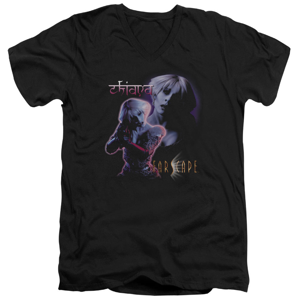 AN OFFCIALLY LICENSED FARSCAPE CHIANA MEN'S V-NECK T-SHIRT BLACK