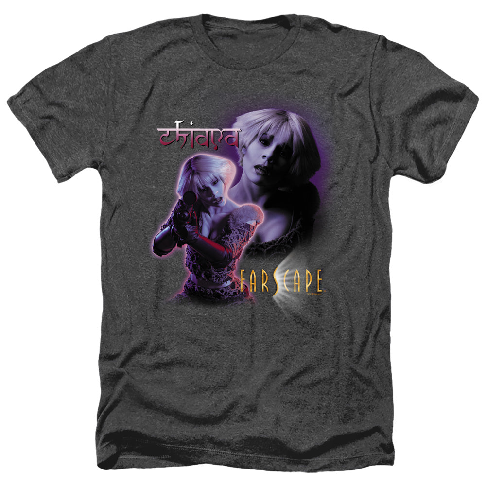 AN OFFCIALLY LICENSED FARSCAPE CHIANA MEN'S HEATHER T-SHIRT CHARCOAL