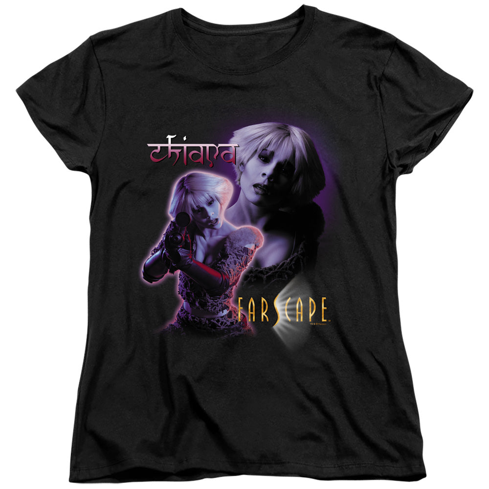 AN OFFCIALLY LICENSED FARSCAPE CHIANA WOMEN'S REGULAR FIT T-SHIRT BLACK