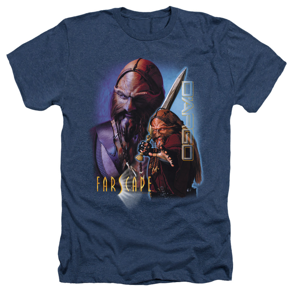 AN OFFCIALLY LICENSED FARSCAPE DARGO MEN'S HEATHER T-SHIRT NAVY