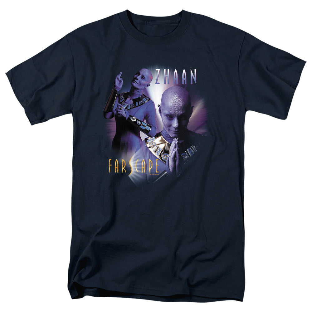 AN OFFCIALLY LICENSED FARSCAPE ZHAAN MEN'S REGULAR FIT T-SHIRT NAVY