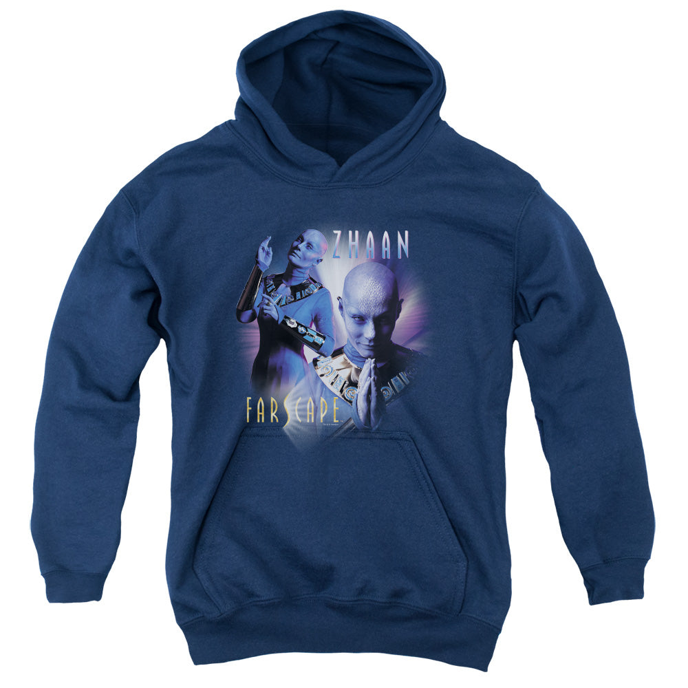 AN OFFCIALLY LICENSED FARSCAPE ZHAAN YOUTH HOODIE NAVY