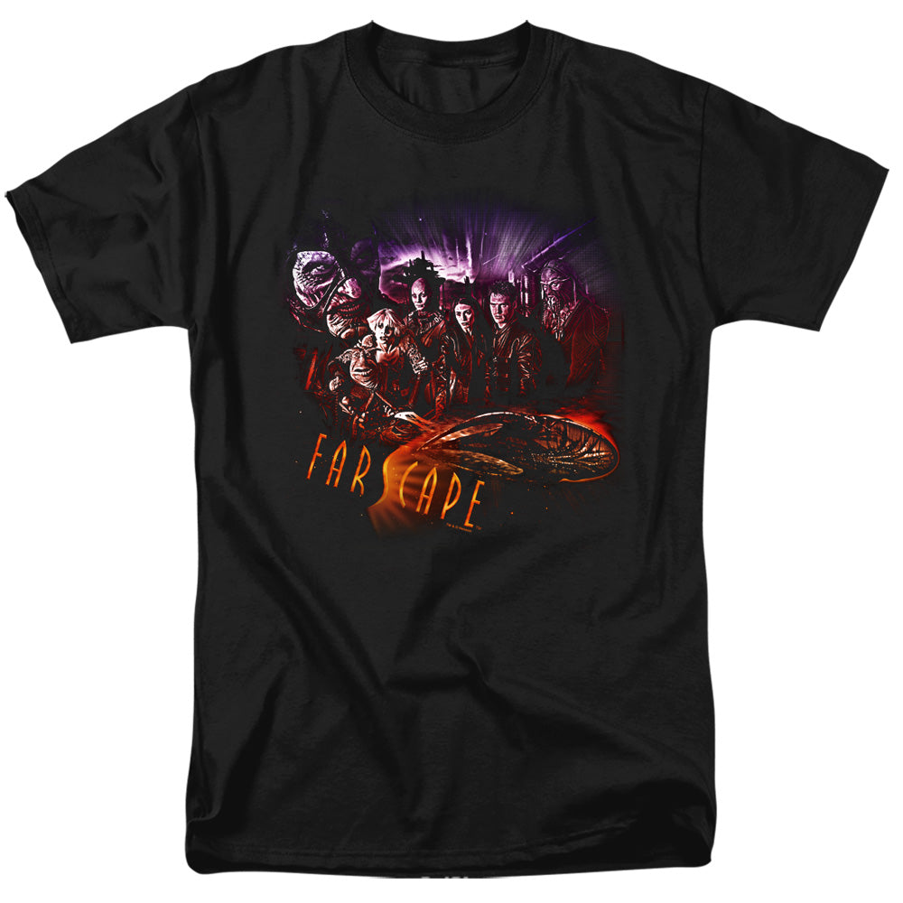 AN OFFCIALLY LICENSED FARSCAPE GRAPHIC COLLAGE MEN'S REGULAR FIT T-SHIRT BLACK