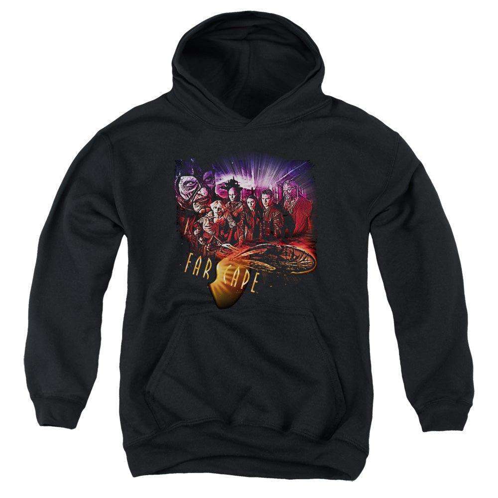 AN OFFCIALLY LICENSED FARSCAPE GRAPHIC COLLAGE YOUTH HOODIE BLACK