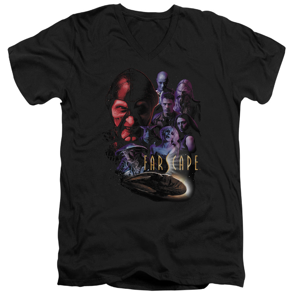 AN OFFCIALLY LICENSED FARSCAPE CRIMINALLY EPIC MEN'S V-NECK T-SHIRT BLACK