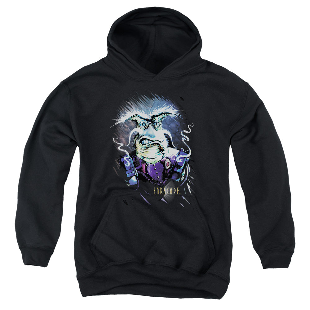 AN OFFCIALLY LICENSED FARSCAPE RYGEL SMOKING GUNS YOUTH HOODIE BLACK