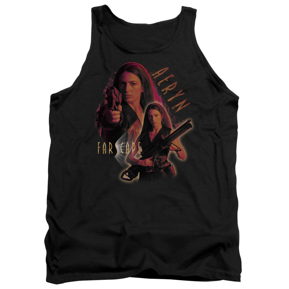 AN OFFCIALLY LICENSED FARSCAPE AERYN ADULT UNISEX TANK TOP BLACK