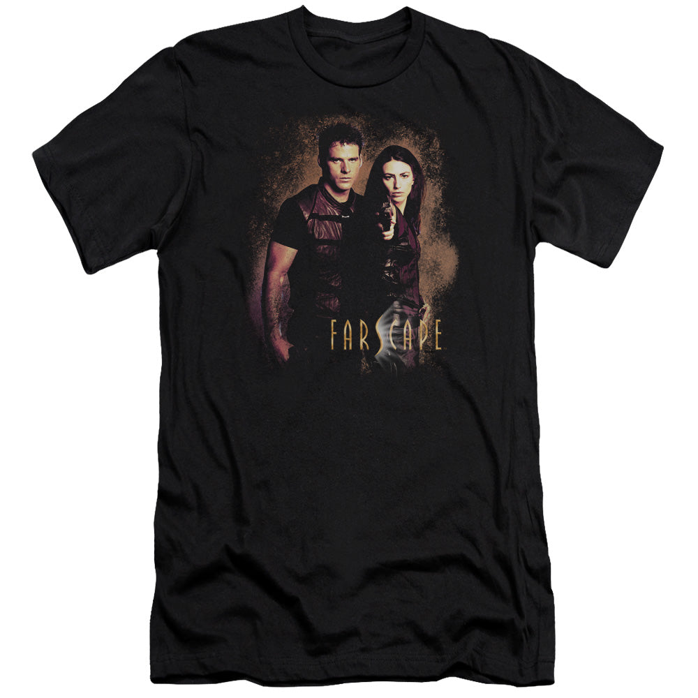 AN OFFCIALLY LICENSED FARSCAPE WANTED MEN'S PREMIUM SLIM FIT T-SHIRT BLACK