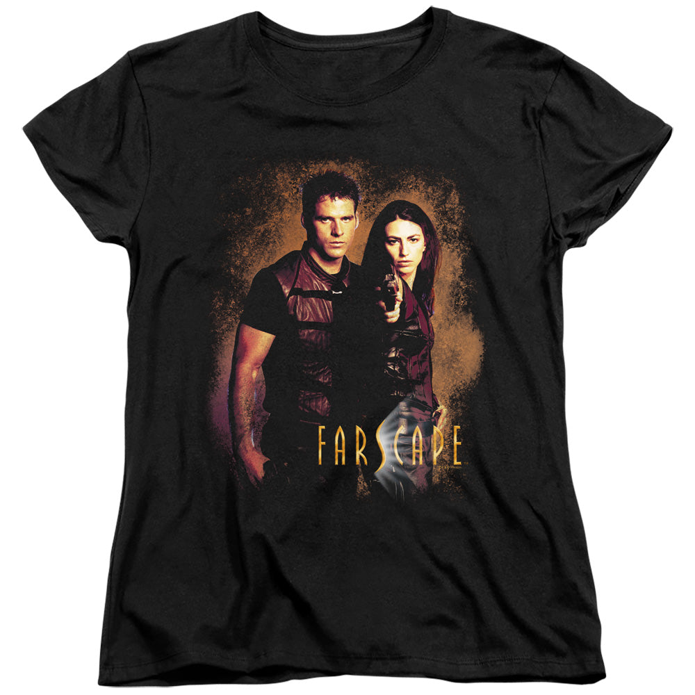 AN OFFCIALLY LICENSED FARSCAPE WANTED WOMEN'S REGULAR FIT T-SHIRT BLACK