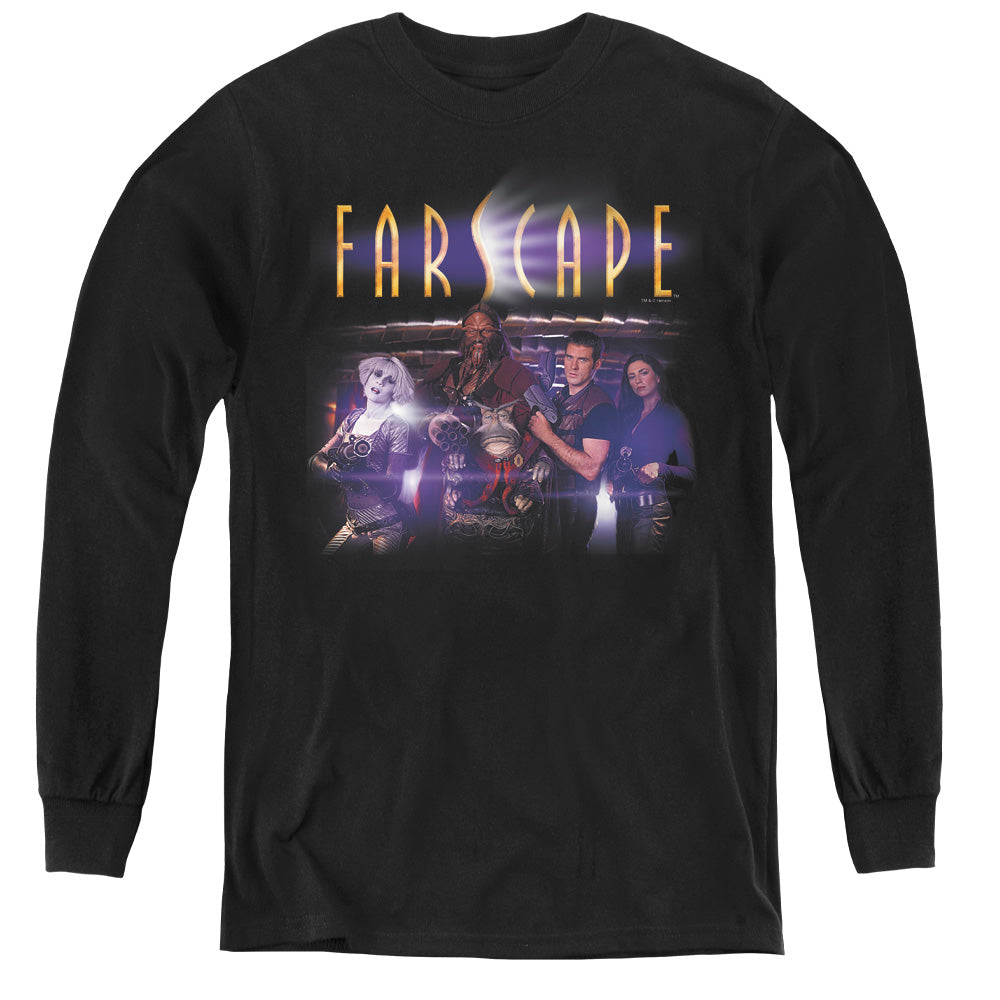 AN OFFCIALLY LICENSED FARSCAPE FLARESCAPE YOUTH LONG SLEEVE T-SHIRT BLACK