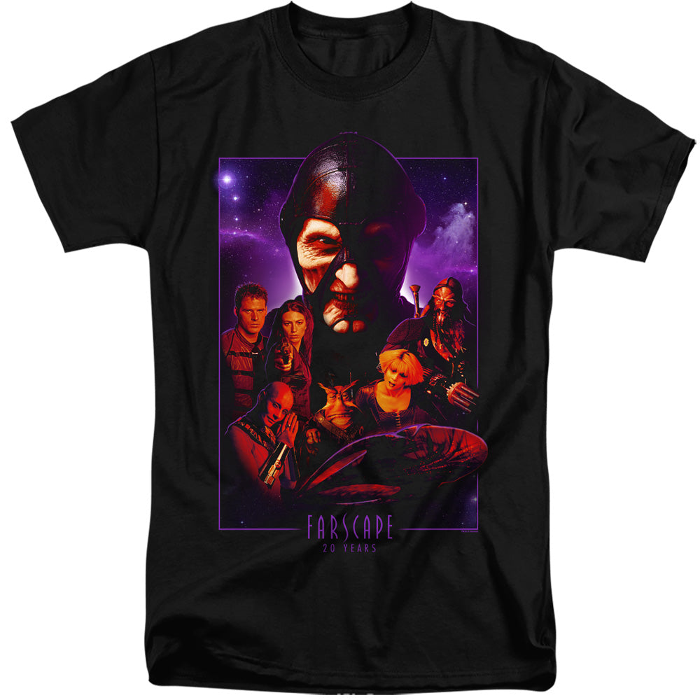 AN OFFCIALLY LICENSED FARSCAPE 20 YEARS COLLAGE MEN'S TALL FIT T-SHIRT BLACK