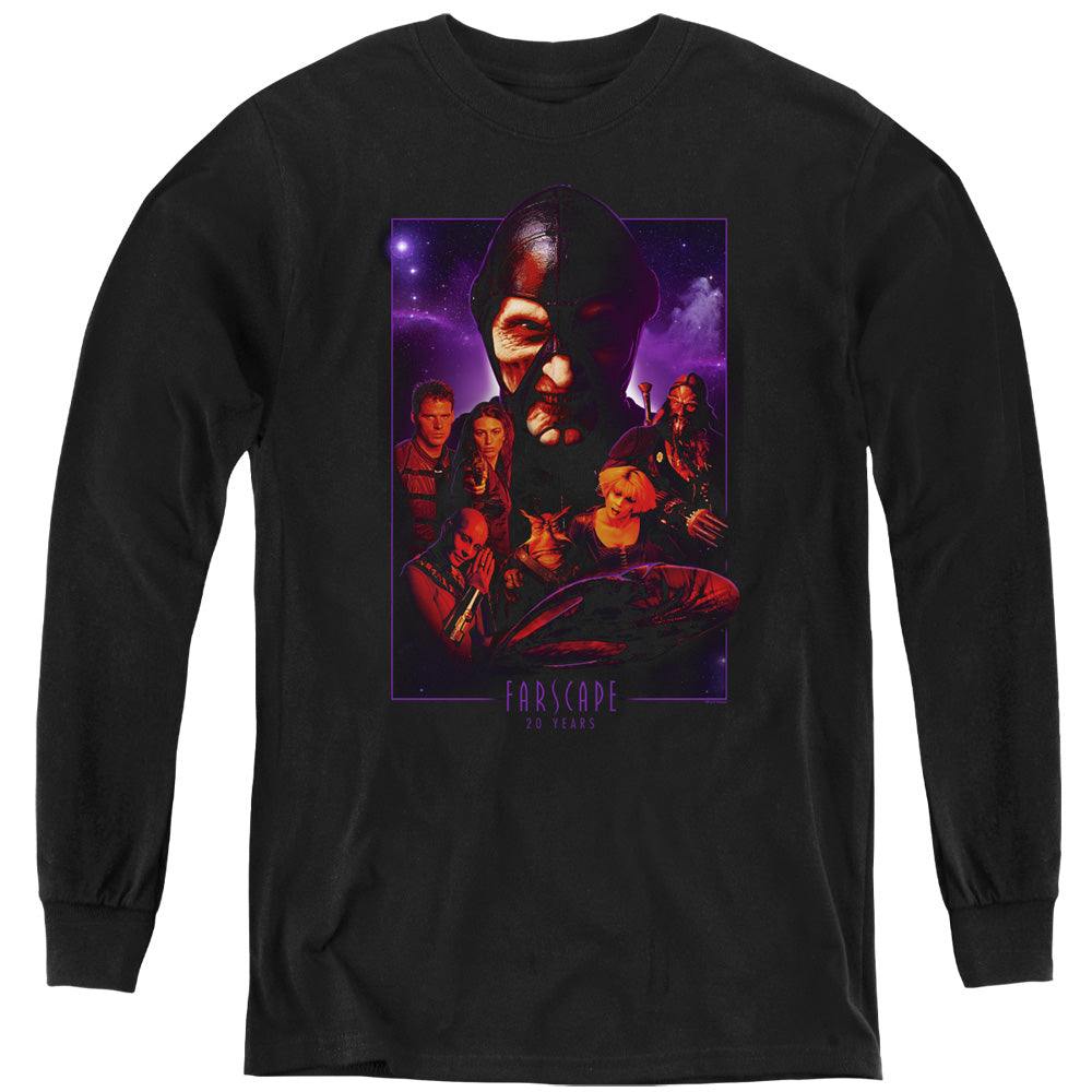 AN OFFCIALLY LICENSED FARSCAPE 20 YEARS COLLAGE YOUTH LONG SLEEVE T-SHIRT BLACK