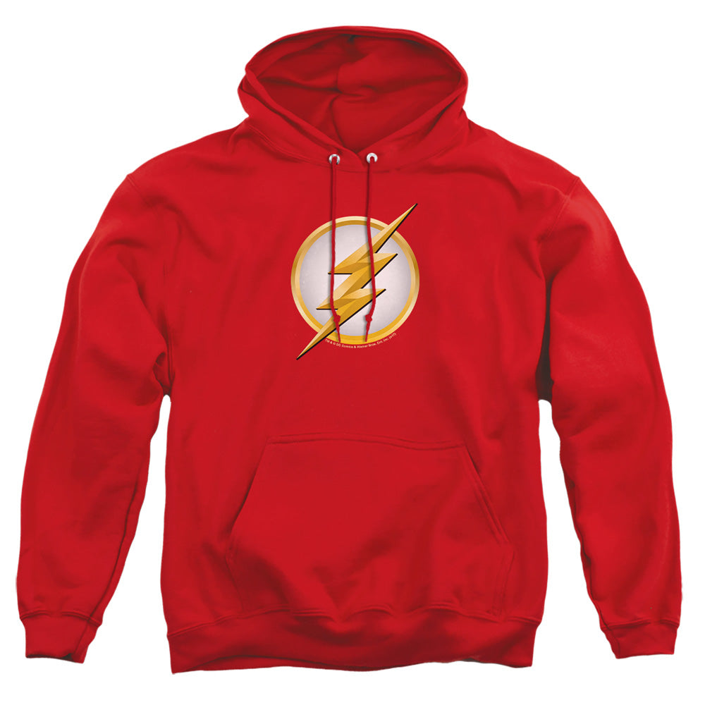 AN OFFCIALLY LICENSED FLASH NEW LOGO ADULT UNISEX PULLOVER HOODIE RED