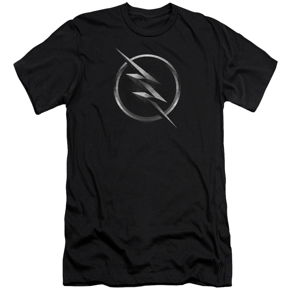 AN OFFCIALLY LICENSED FLASH ZOOM LOGO MEN'S PREMIUM SLIM FIT T-SHIRT BLACK