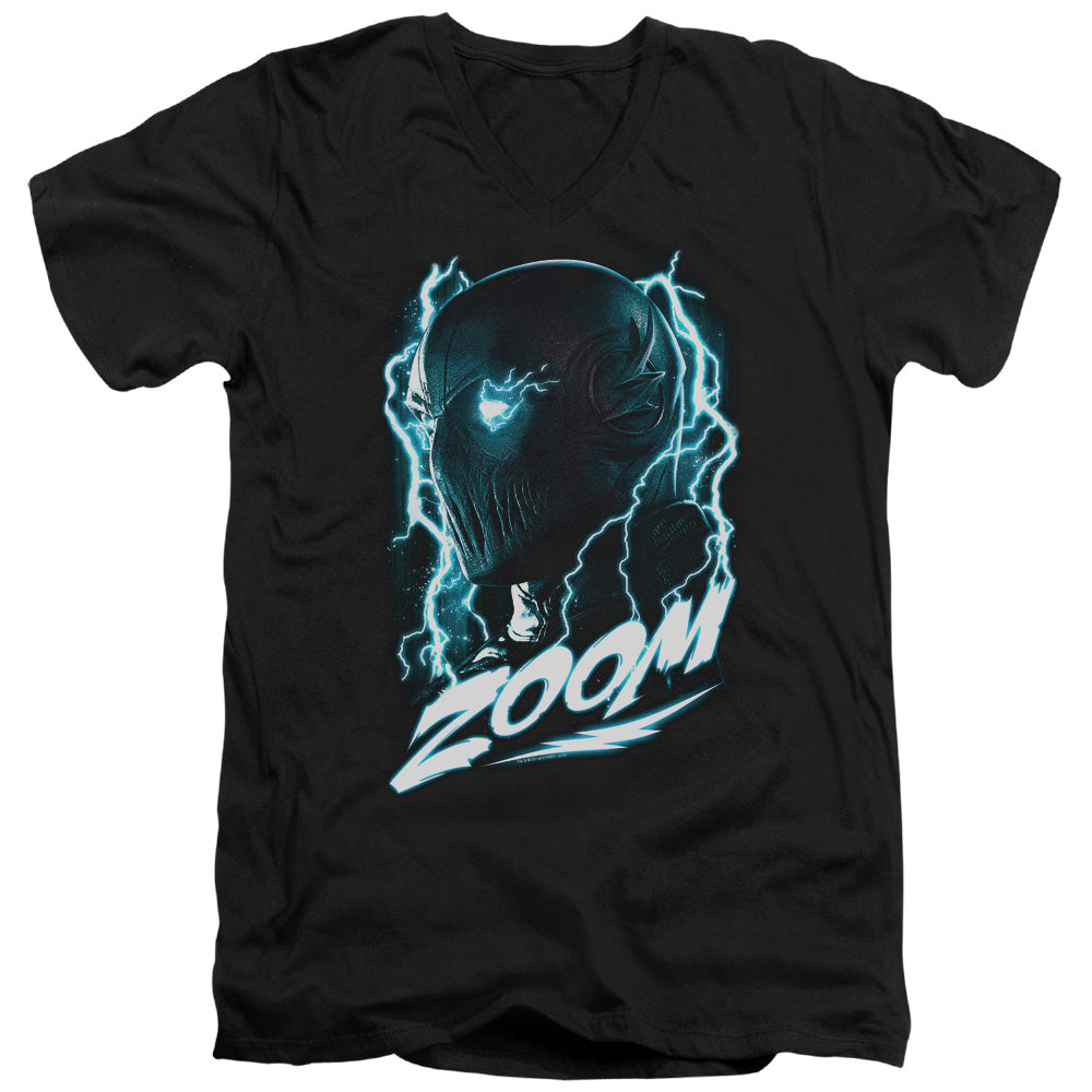 AN OFFCIALLY LICENSED FLASH ZOOM MEN'S V-NECK T-SHIRT BLACK