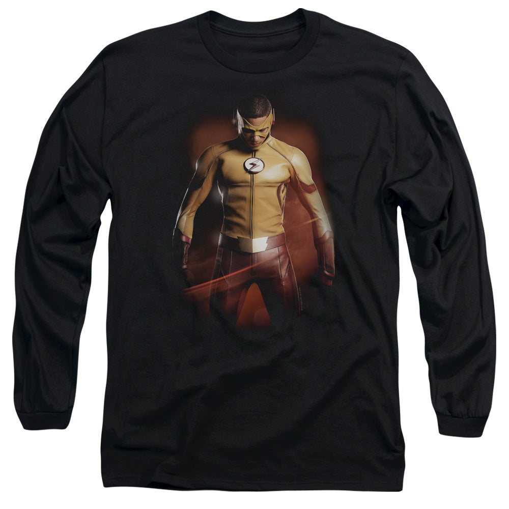 AN OFFCIALLY LICENSED FLASH KID FLASH MEN'S LONG SLEEVE T-SHIRT BLACK