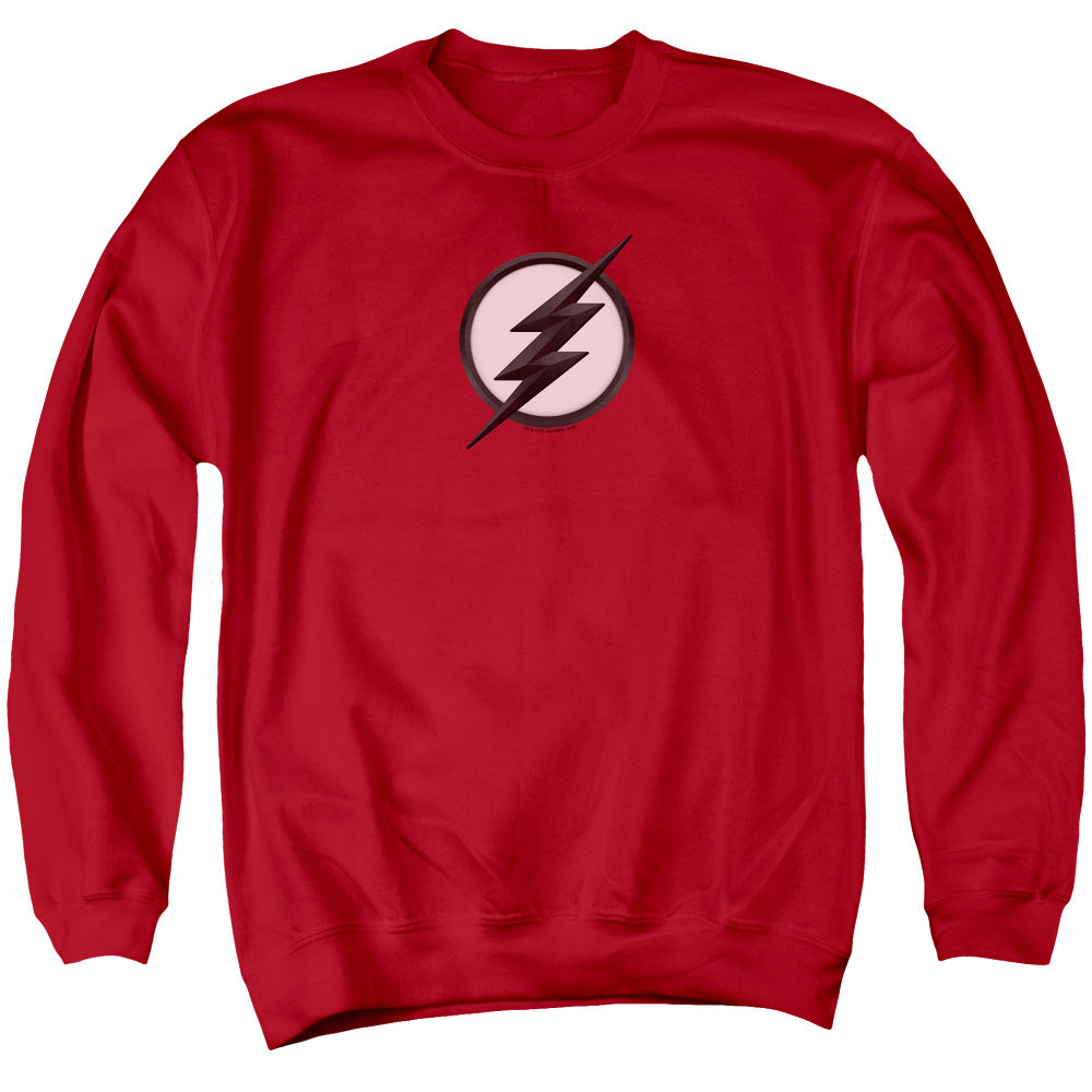 AN OFFCIALLY LICENSED FLASH JESSE QUICK LOGO ADULT UNISEX CREWNECK SWEATSHIRT RED