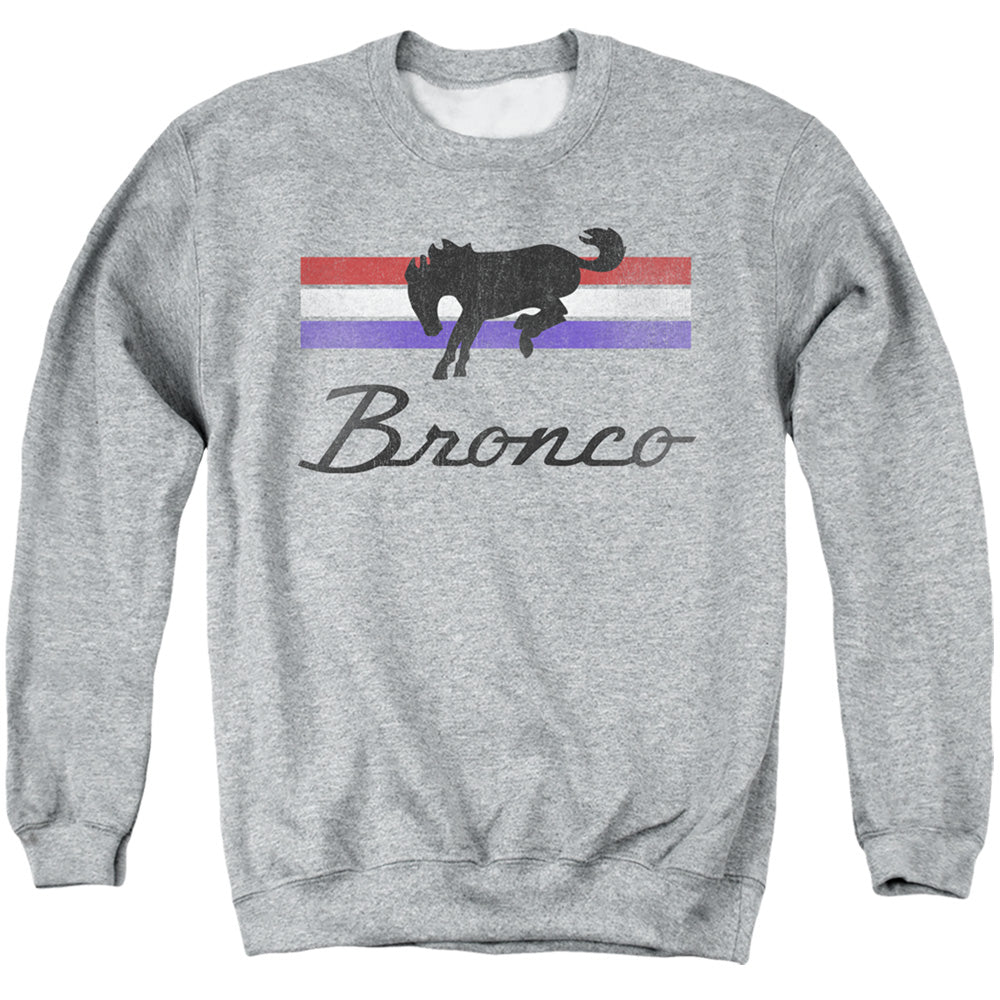 AN OFFCIALLY LICENSED FORD BRONCO BRONCO STRIPES ADULT UNISEX CREWNECK SWEATSHIRT ATHLETIC HEATHER