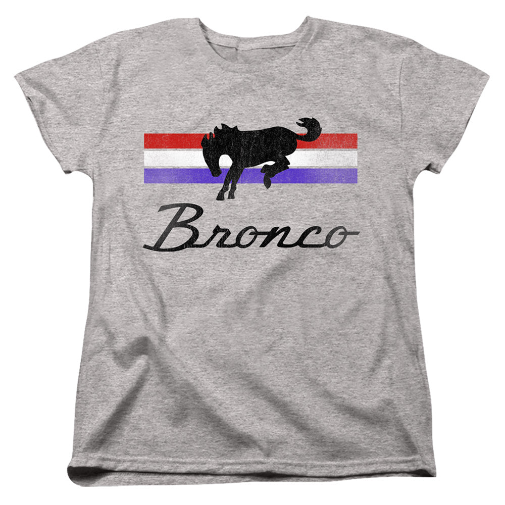 AN OFFCIALLY LICENSED FORD BRONCO BRONCO STRIPES WOMEN'S REGULAR FIT T-SHIRT ATHLETIC HEATHER