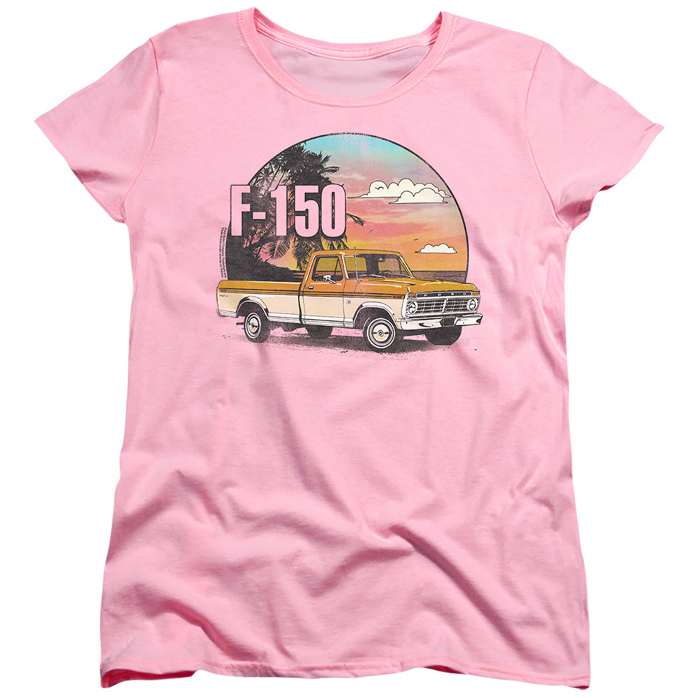 AN OFFCIALLY LICENSED FORD BRONCO F150 AT THE BEACH WOMEN'S REGULAR FIT T-SHIRT PINK
