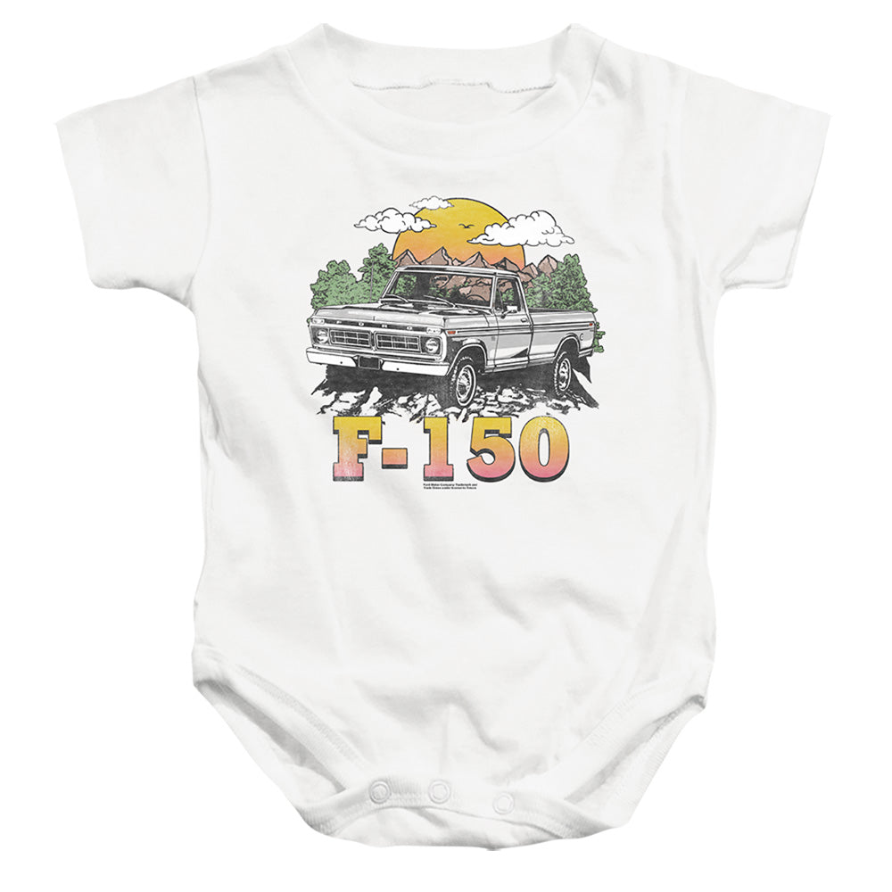 AN OFFCIALLY LICENSED FORD BRONCO F150 MOUNTAIN RIDE BABY BODYSUIT WHITE