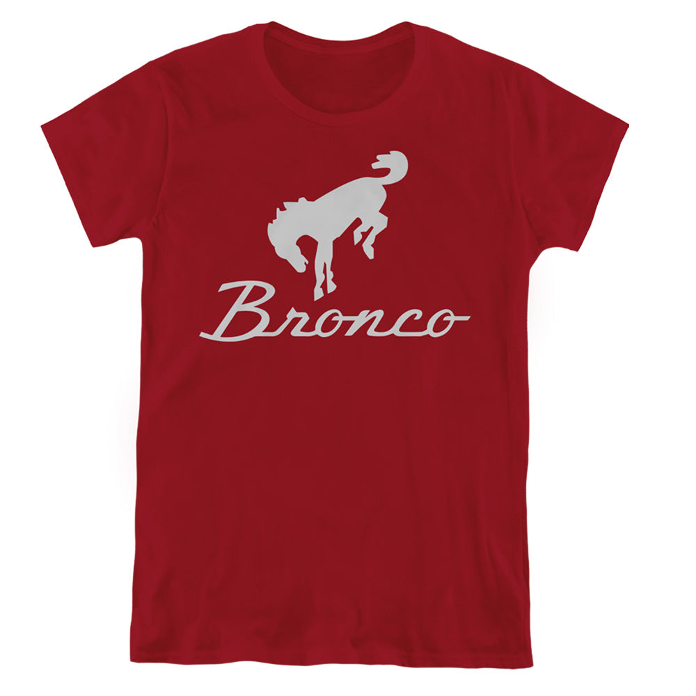 AN OFFCIALLY LICENSED FORD BRONCO CHROME BRONCO LOGO WOMEN'S REGULAR FIT T-SHIRT BLACK