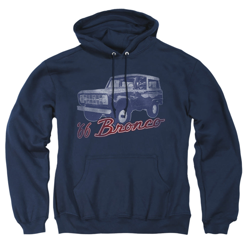 AN OFFCIALLY LICENSED FORD BRONCO 66 BRONCO CLASSIC ADULT UNISEX PULLOVER HOODIE NAVY