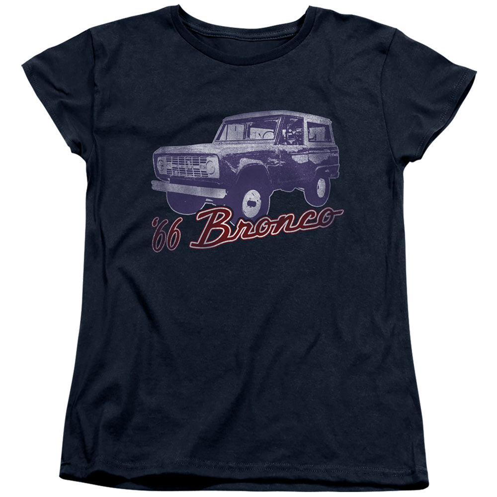 AN OFFCIALLY LICENSED FORD BRONCO 66 BRONCO CLASSIC WOMEN'S REGULAR FIT T-SHIRT NAVY