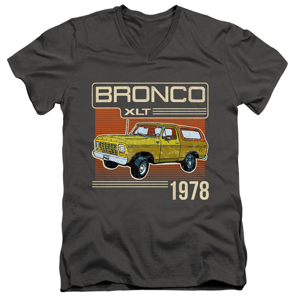 AN OFFCIALLY LICENSED FORD BRONCO BRONCO 1978 MEN'S V-NECK T-SHIRT CHARCOAL