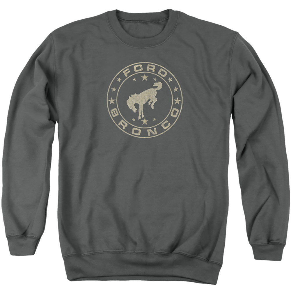 AN OFFCIALLY LICENSED FORD BRONCO VINTAGE STAR BRONCO ADULT UNISEX CREWNECK SWEATSHIRT CHARCOAL