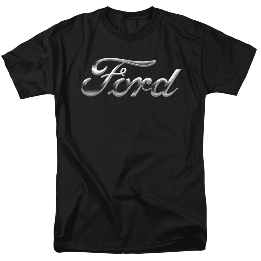 AN OFFCIALLY LICENSED FORD CHROME FORD LOGO MEN'S REGULAR FIT T-SHIRT BLACK