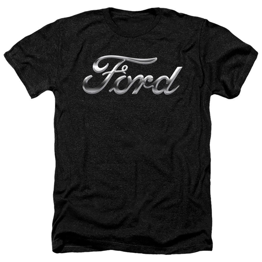 AN OFFCIALLY LICENSED FORD CHROME FORD LOGO MEN'S HEATHER T-SHIRT CHARCOAL
