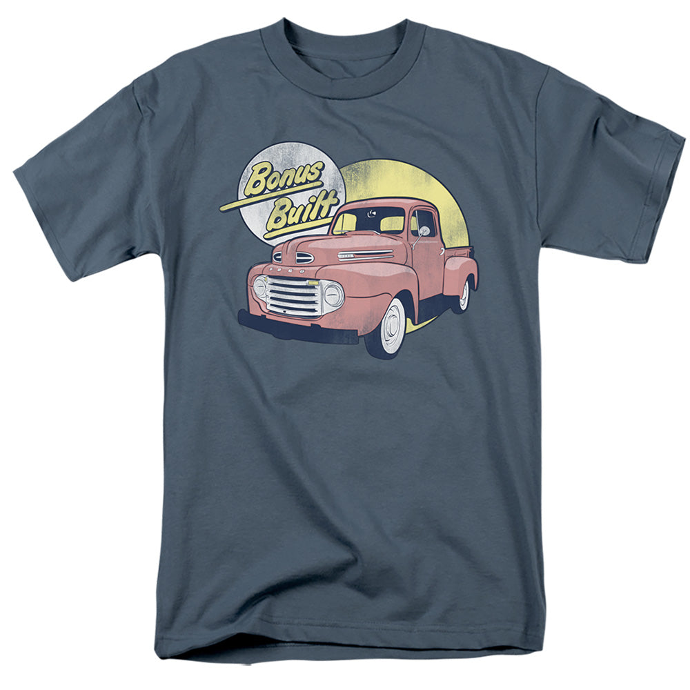AN OFFCIALLY LICENSED FORD TRUCKS 1950 F1 BONUS BUILT MEN'S REGULAR FIT T-SHIRT SLATE