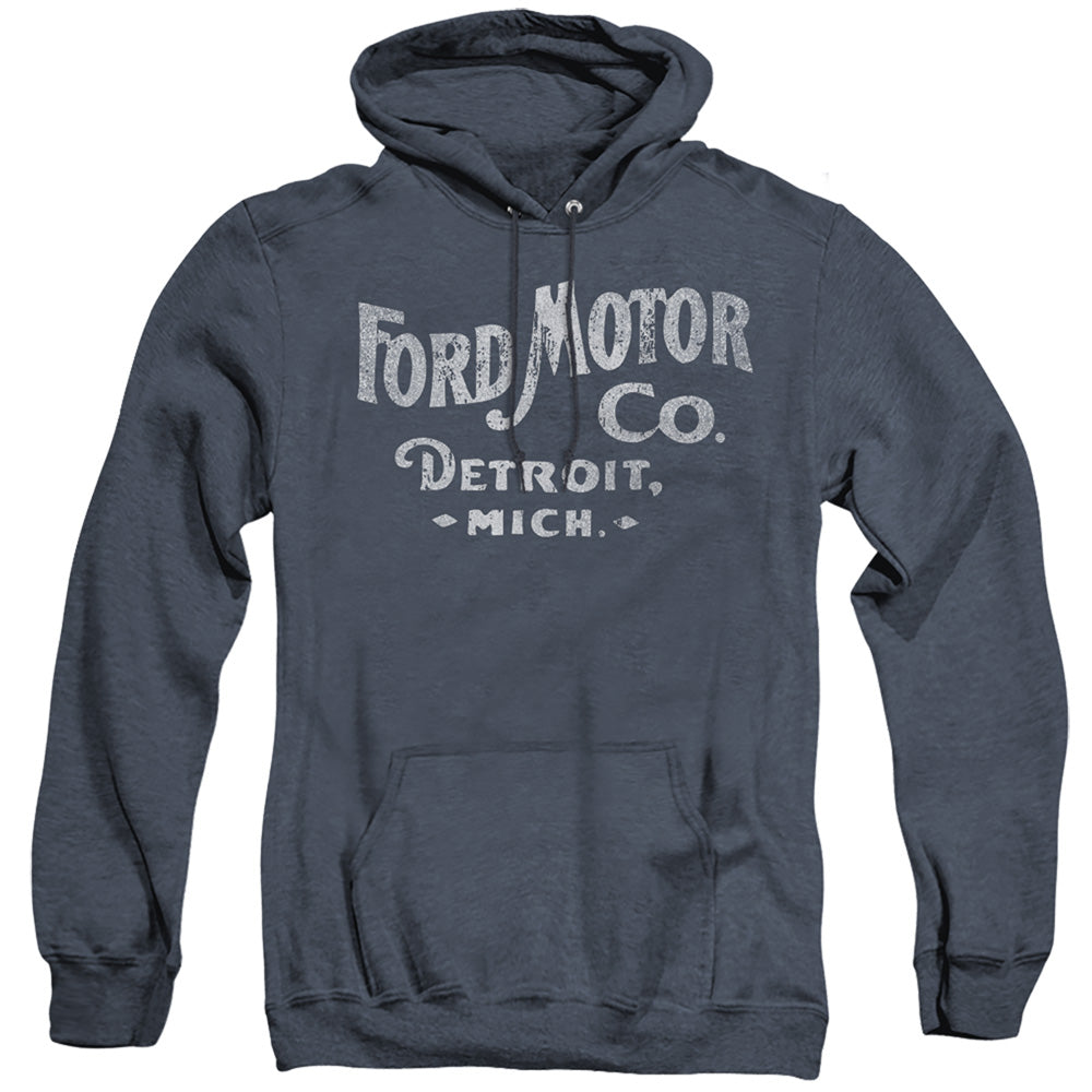 AN OFFCIALLY LICENSED FORD MOTOR CO ADULT UNISEX HEATHER PULLOVER HOODIE NAVY