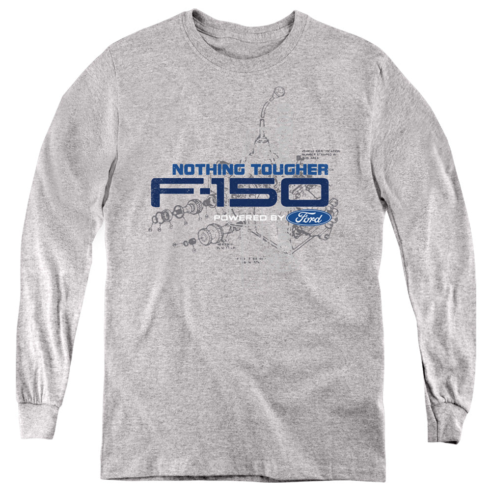 AN OFFCIALLY LICENSED FORD TRUCKS ENGINE SCHEMATIC YOUTH LONG SLEEVE T-SHIRT ATHLETIC HEATHER