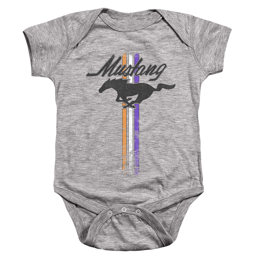 AN OFFCIALLY LICENSED FORD MUSTANG MUSTANG STRIPES BABY BODYSUIT ATHLETIC HEATHER