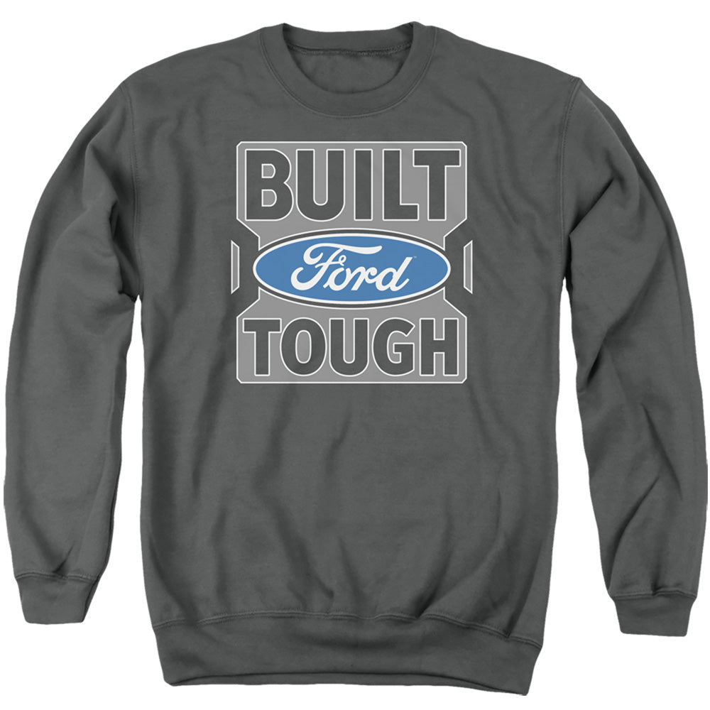 AN OFFCIALLY LICENSED FORD TRUCKS BUILT FORD TOUGH ADULT UNISEX CREWNECK SWEATSHIRT CHARCOAL