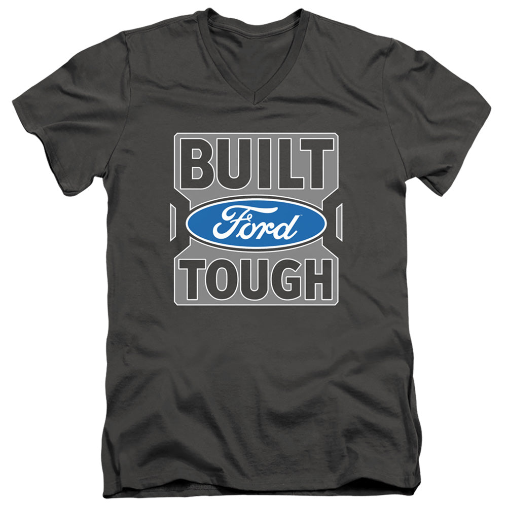 AN OFFCIALLY LICENSED FORD TRUCKS BUILT FORD TOUGH MEN'S V-NECK T-SHIRT CHARCOAL