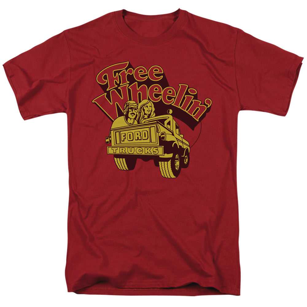 AN OFFCIALLY LICENSED FORD TRUCKS FREE WHEELIN MEN'S REGULAR FIT T-SHIRT CARDINAL