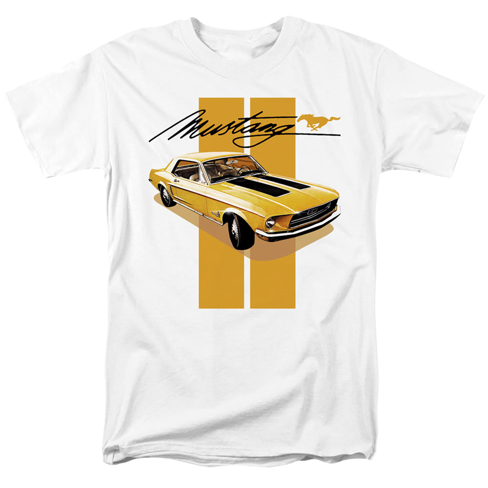 AN OFFCIALLY LICENSED FORD MUSTANG STANG STRIPES MEN'S REGULAR FIT T-SHIRT WHITE